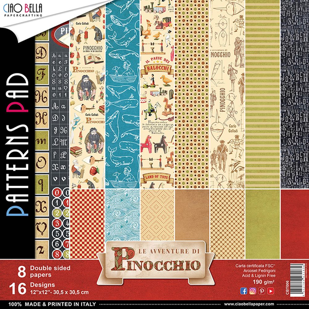 12"x12" Patterns Pad Avventure di Pinocchio