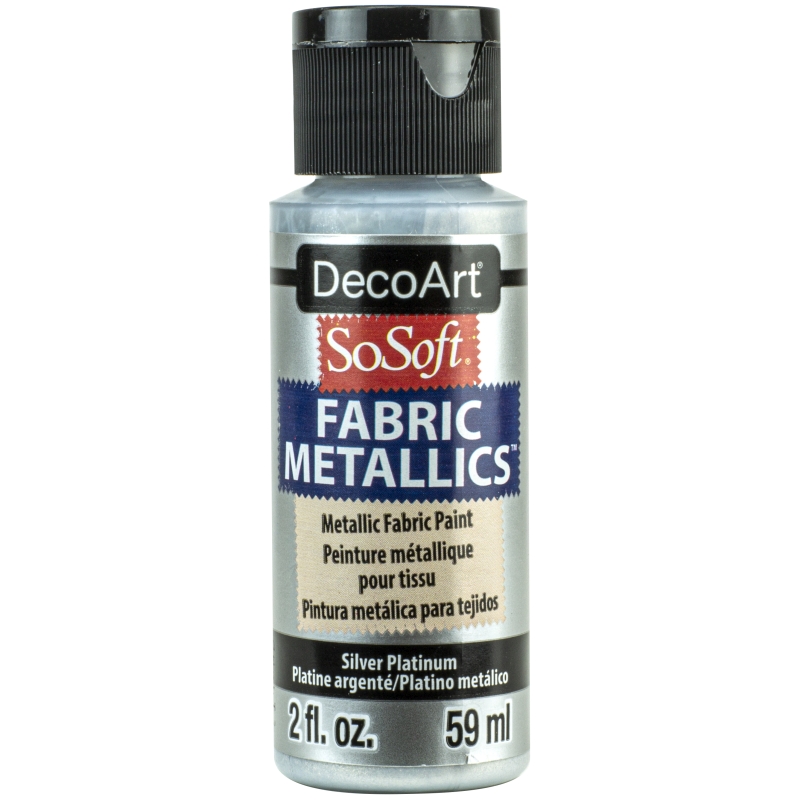 Silver Platinum 2oz DecoArt SoSoft Fabric Metallics Paint