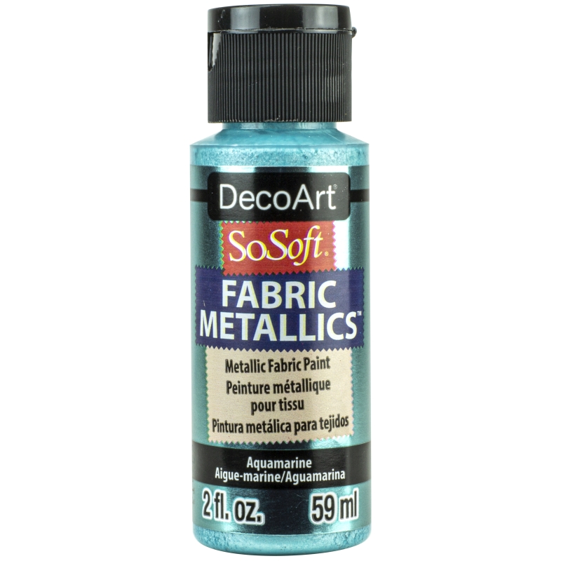 Aquamarine 2oz DecoArt SoSoft Fabric Metallics Paint