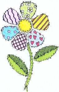 Lindsay Mason Patchwork Daisy - Traditional Wood Mounted Stamp