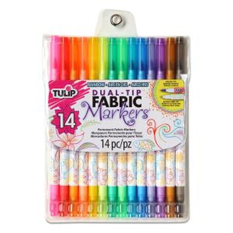 Tulip Dual-Tip Fabric Markers Rainbow 14 Pack