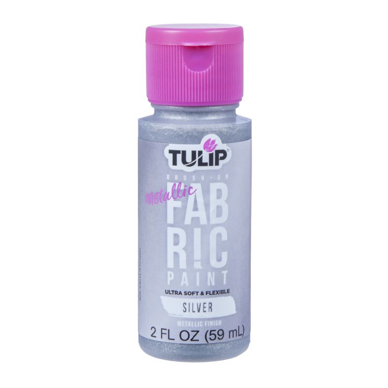 Tulip Metallic Silver Brush-On Fabric Paint 2oz