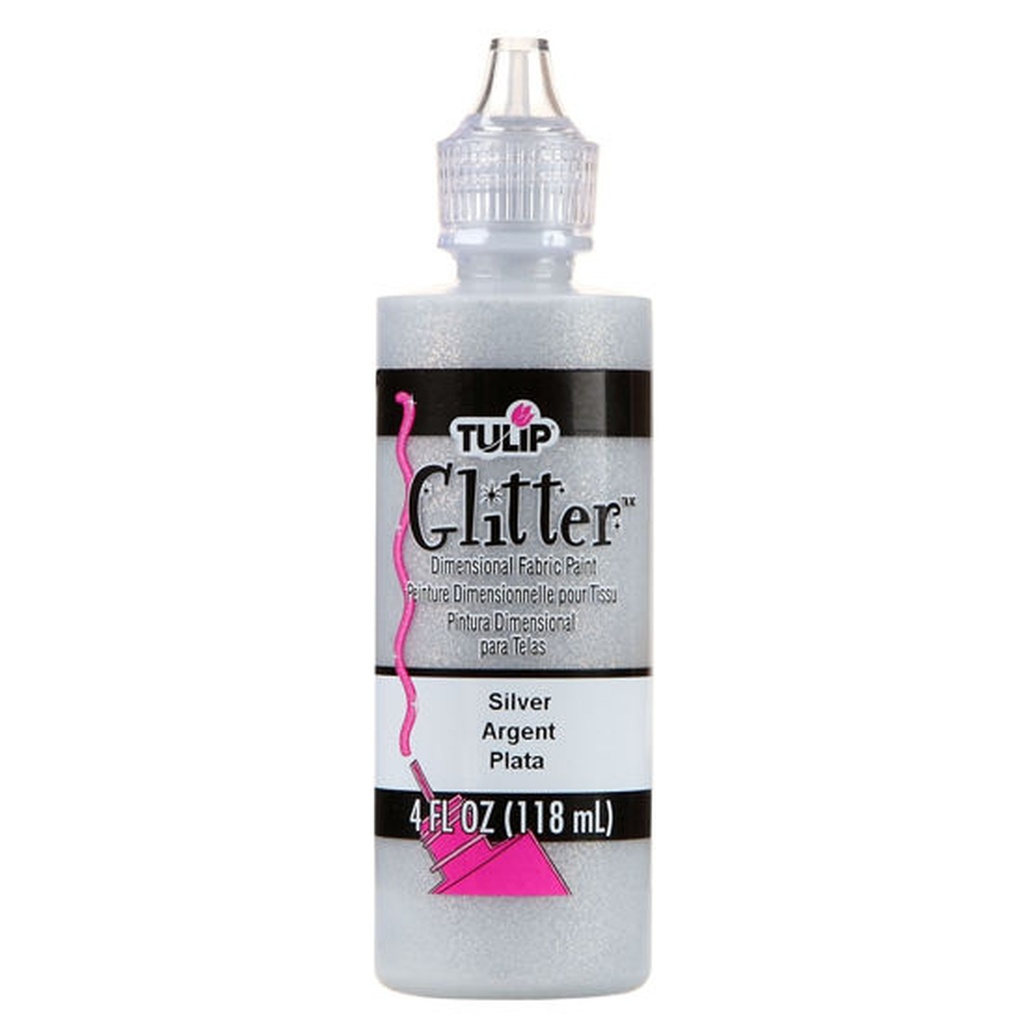 Tulip Glitter Silver Dimensional Fabric Paint 4oz