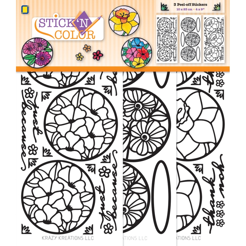 Flower Circle Frame stick n colour 3 peel-off stickers