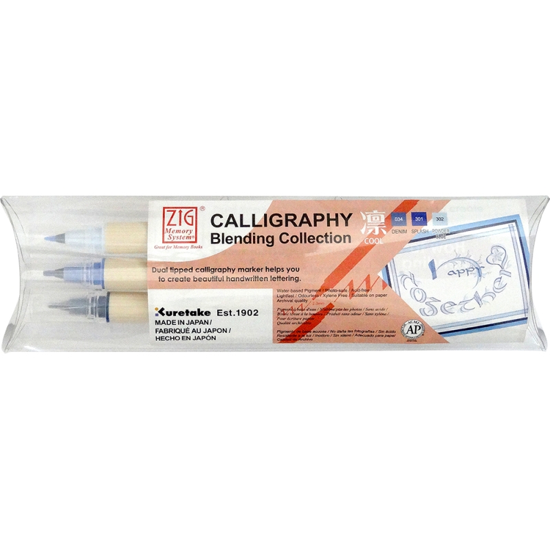 Zig Memory Calligraphy x3 Cool3 Colour Blending Set - Cool