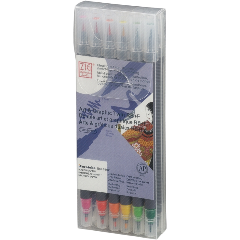 Zig Art & Graphic Twin RBF x12 Basi12 Colour Set (Basic Colour)