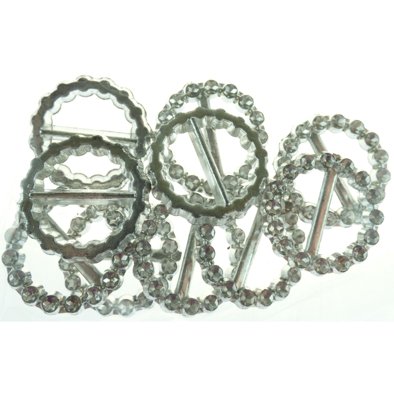 Diamanté Effect Buckles 2.4cm Round - 10 pieces