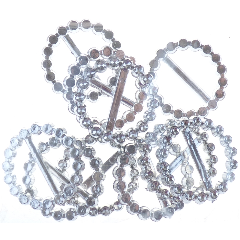 Diamanté Effect Buckles 3.0cm Round - 10 pieces