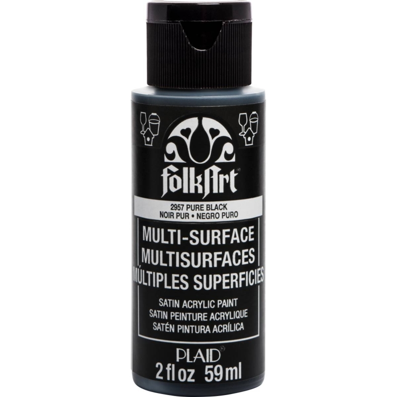 Pure Black  Folkart Multi-Surface 2oz