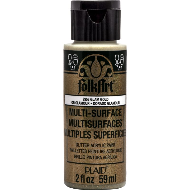 Glitter Glam Gold Folkart Multi-Surface 2oz