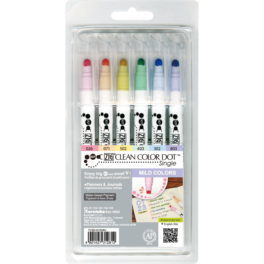 Zig Clean Colour Dot Single (6 pieces) Mild Colours