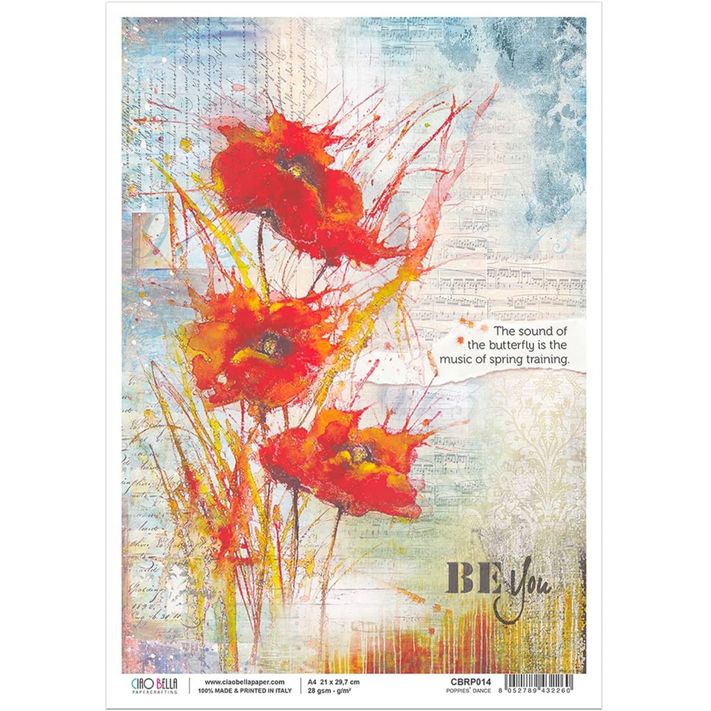 Poppies' Dance - Ciao Bella Piuma Rice Paper A4 - Single Sheet