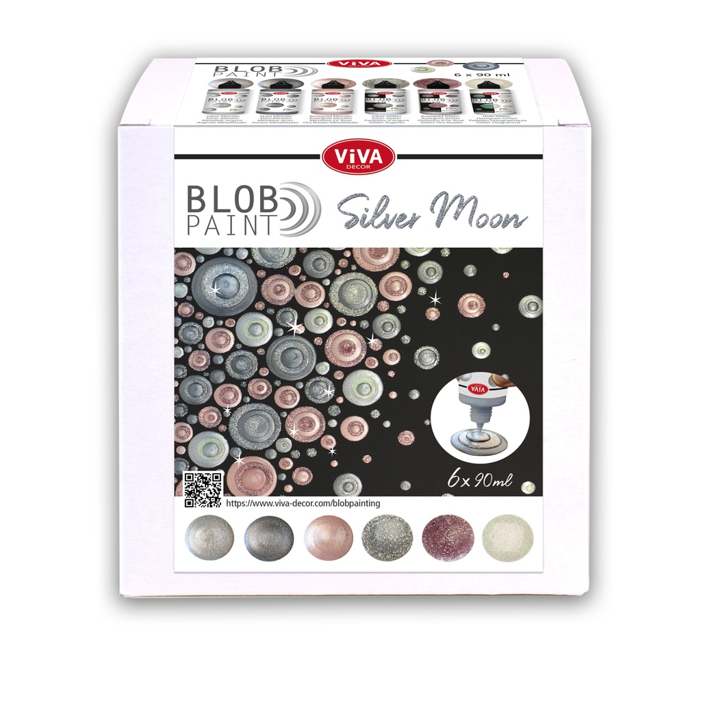 Blob Paint Kit Silver Moon 6 Paints 6 x 90 ml 