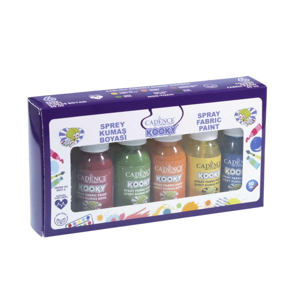 Kooky Spray Fabric Paint Set - 50 ml ( 6 Pieces)