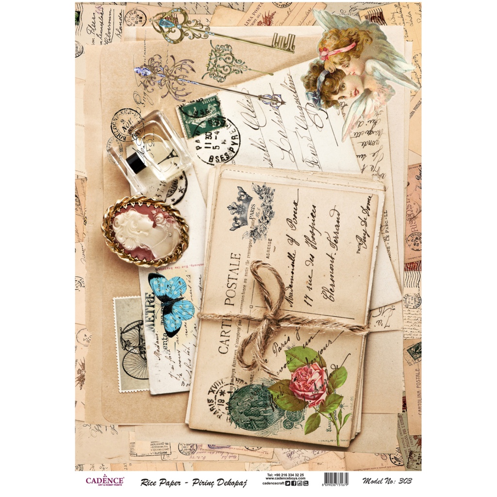 Rice Decoupage Paper - Carte Postale