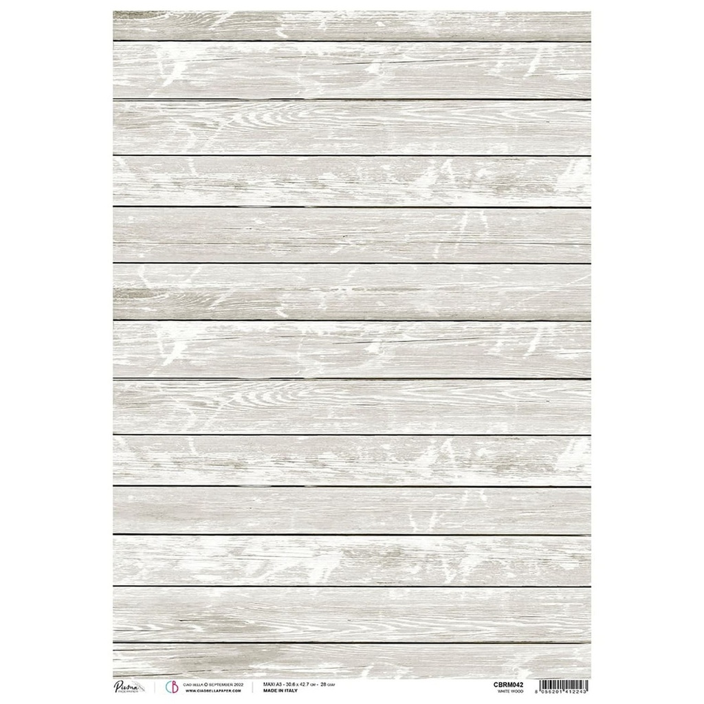 White Wood - Ciao Bella Piuma Rice Paper A3 - Single Sheet