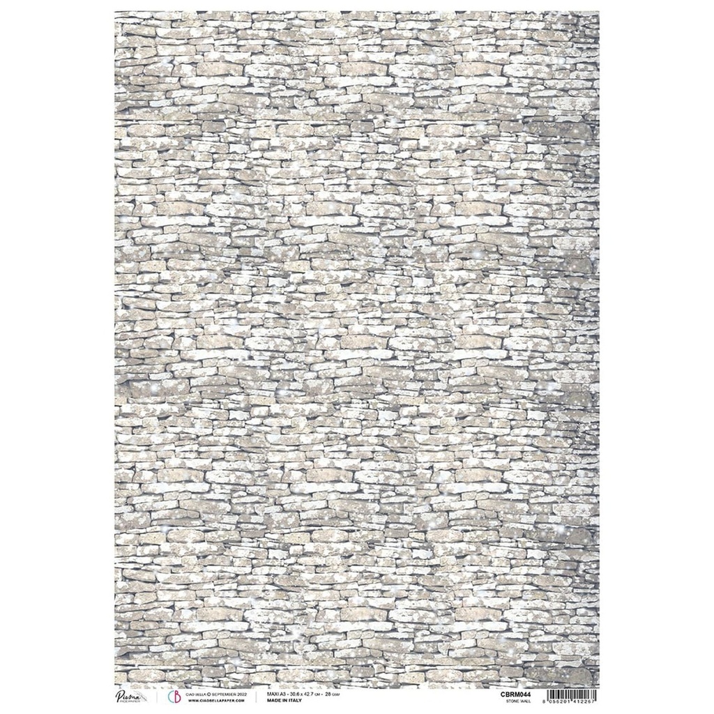 Stone Wall  - Ciao Bella Piuma Rice Paper A3 - Single Sheet