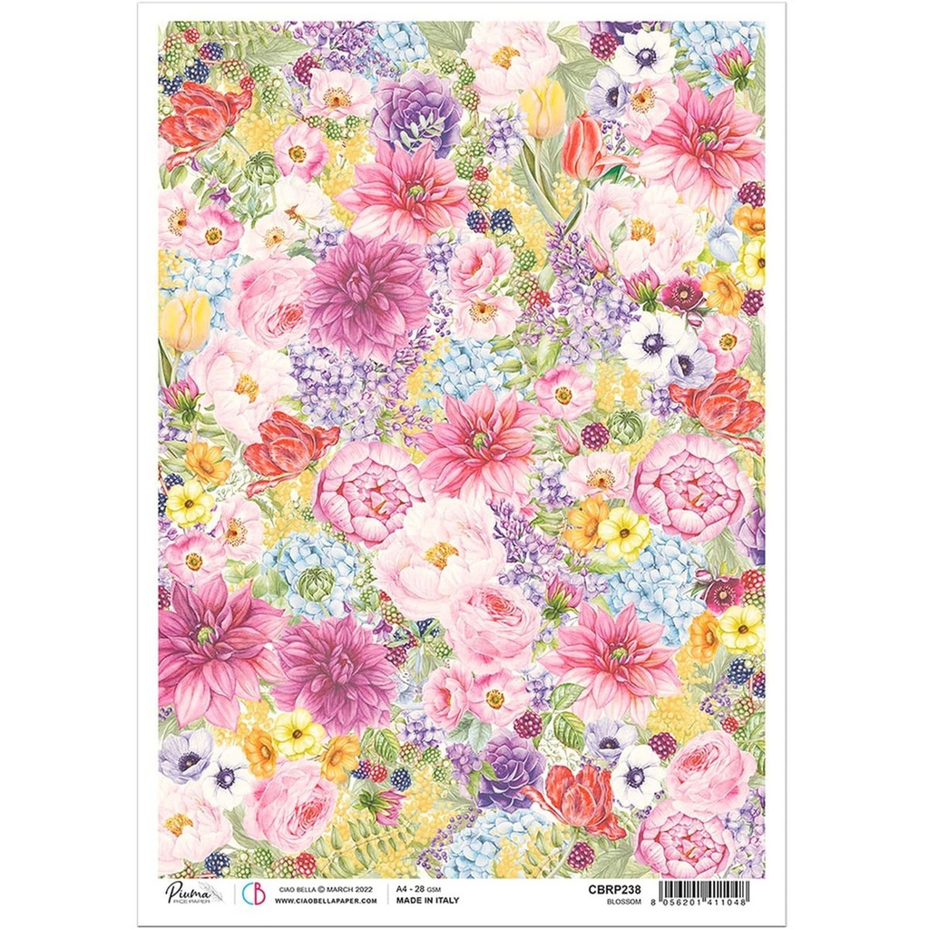 Sparrow Hill Blossom - Ciao Bella Piuma Rice Paper A4 - Single Sheet