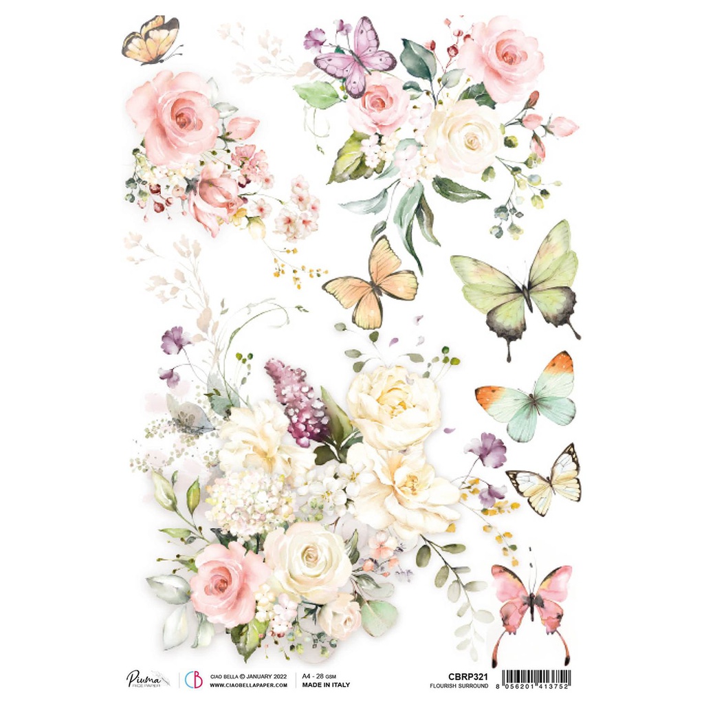 Ciao Bella Flourish Surround A4 rice paper 