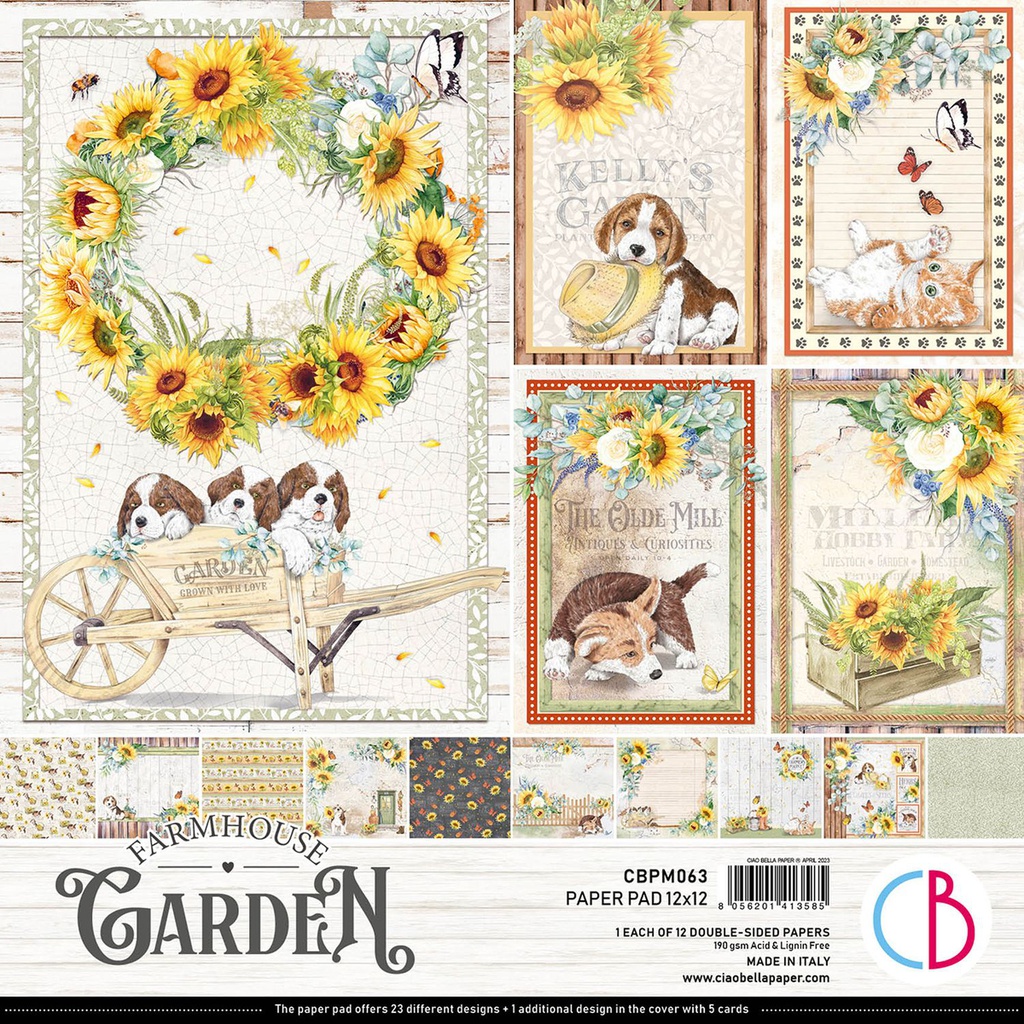 Ciao Bella Farmhouse Garden Paper Pad 12" x 12" 