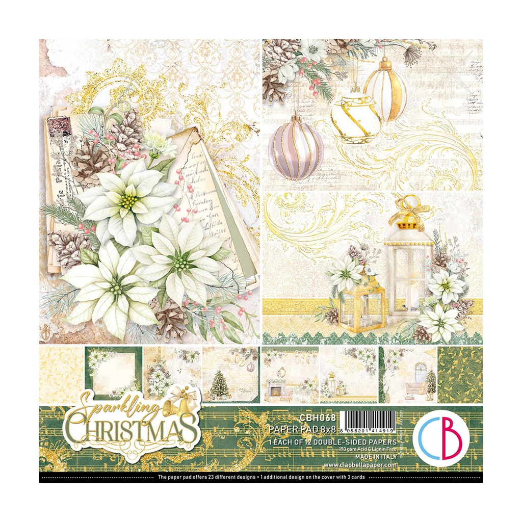 Ciao Bella Sparkling Christmas Paper Patterns Pad 8" x 8"