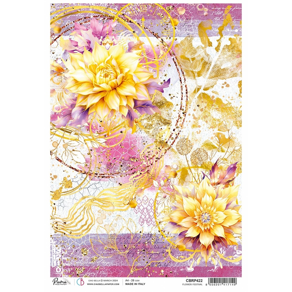 Flower Festival  - Ciao Bella Piuma Rice Paper A4 - Single Sheet