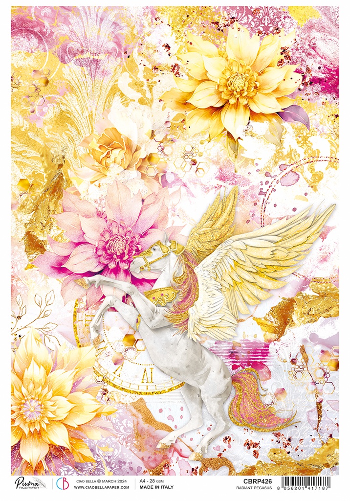 Ciao Bella Rice Paper A4 Piuma Radiant Pegasus(5 sheets)