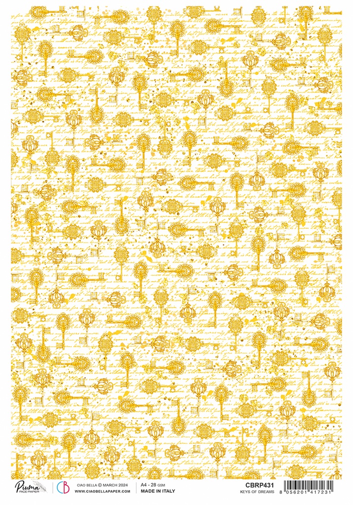 Ciao Bella Rice Paper A4 Piuma Keys of dreams(5 sheets)