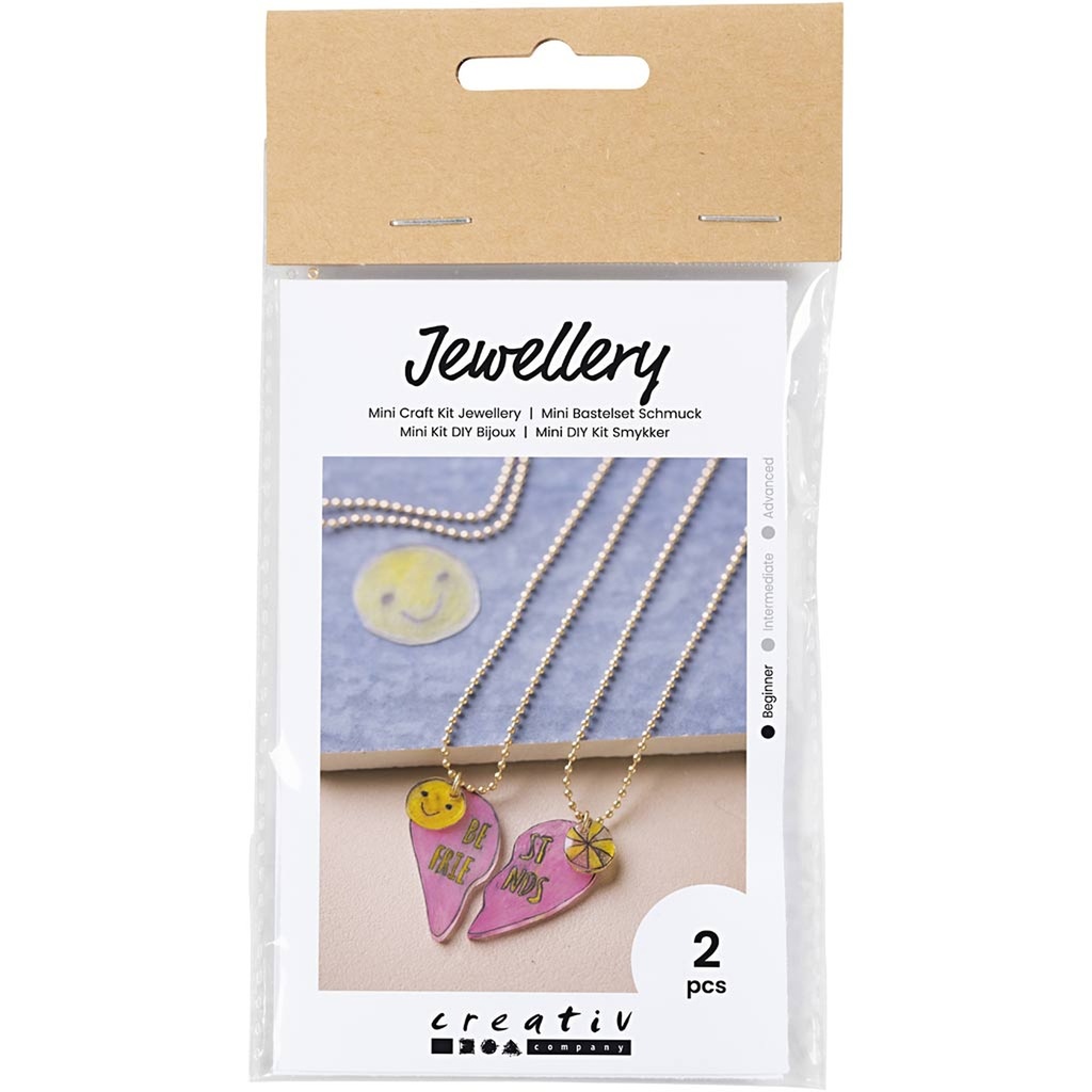 Mini Craft Kit Jewellery, Shrink Plastic Friendship Necklaces, 1 pack